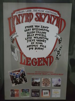Lynyrd Skynyrd - " Legend " Orig Mca Promo Poster 24x36 Awesome R.  Tuten