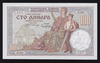 Kingdom Yugoslavia - - - - - 100 Dinara 1934 - - - - - - Unc - - - -