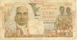 Martinique 100 Francs Currency Banknote 1947