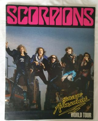 Scorpions Savage Amusement Vinyl Lp & Tour Programme & Autographed Ticket - 1989