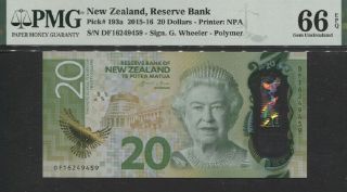 Tt Pk 193a 2015 - 16 Zealand 20 Dollars Queen Elizabeth Ii Pmg 66 Epq Gem Unc.