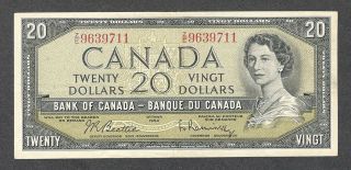 1954 $20.  00 Bc - 41b Vf,  Classic Qeii Bank Of Canada Old Twenty Dollars