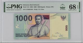 Indonesia 1000 Rupiah 2000 / 2008 P 141 I 15th Gem Unc Pmg 68 Epq Top Pop