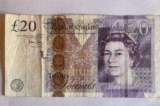 British 20 Pounds Banknote Real Currency You Will Receive The Note In Picture