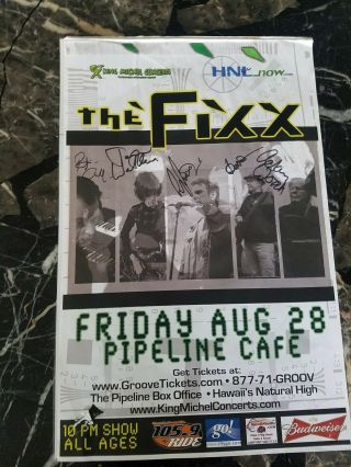 The Fixx Autographed Pipeline Cafe Honolulu Concert Poster 11x17
