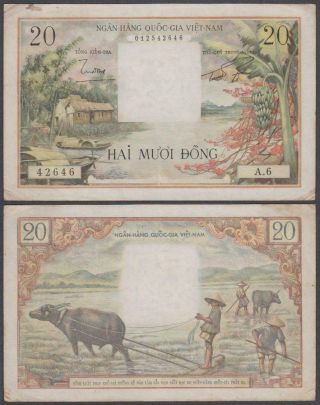 Viet Nam - South,  20 Dong,  Nd (1956),  Vf,  P - 4 (a)