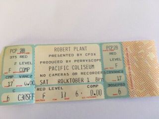 Robert Plant October 1,  1983 Ticket Stub Autographed By Phil Collins