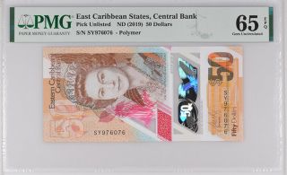 East Caribbean 50 Dollars Nd 2019 P Polymer Gem Unc Pmg 65 Epq