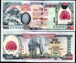 Nepal 1000 Rupees 2008 Elephant P 67 Unc