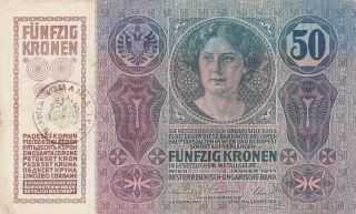 50 Kronen Very Fine Banknote From Bucovina 1918 Pick - R?
