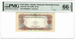 South Vietnam 20 Xu 1968 P - 38a,  Pmg 66 Epq Gem Unc,  Viet Nam National Liberation