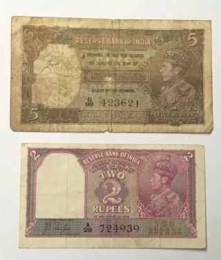 2 Reserve Bank Of India 2 5 Rupees King George Vi British Control Bank Note P33