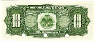 Haiti.  Banque Nationale De La Rep.  D ' Haiti,  Specimen 10 Gourdes P - 203 AU ABN 2