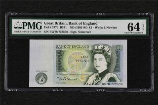 1981 - 84 Great Britain Bank Of England 1 Pound Pick 377b Pmg 64 Epq Choice Unc