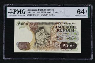1980 Indonesia Bank Indonesia 5000 Rupiah Pick 120a Pmg 64 Epq Choice Unc