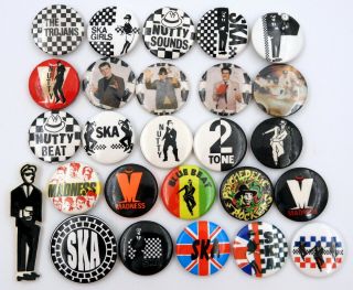 Ska,  Two Tone & Madness Badges 26 X Vintage Pin Badges Walt Jabsco