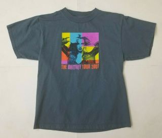 Vtg Britney Spears The Britney Tour 2001 T - Shirt Youth Large Blue - Gray Tee