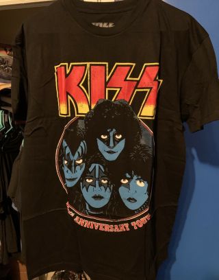 Kiss Band Shirt L 10th Anniversary Tour Creatures Of The Night Eric Carr Ace