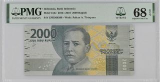 Indonesia 2000 Rupiah 2016/18 P 155 C 15th Gem Unc Pmg 68 Epq