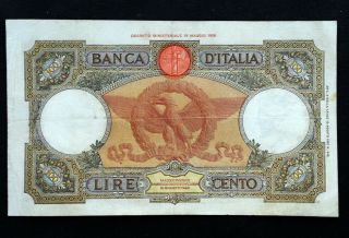 1938 ITALY KINGDOM LARGE Banknote 100 Lire Roman Eagle VF 2