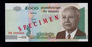 Cambodia Specimen 5000 Riels 2001 Pick 55s Unc.