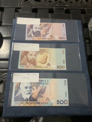 Albania 1996 500 200 100 Leke Bank Note Unc P64 63 62 Unc