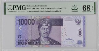 Indonesia 10000 Rupiah 2005 / 2016 P 150 H 15th Gem Unc Pmg 68 Epq Top