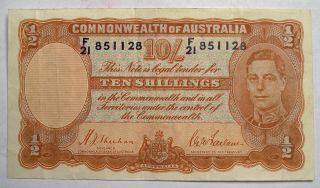 1939 Australia 10 Shillings Banknote P - 25a