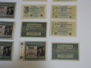 11 GERMAN 1922 & 1923 REICHSBANKNOTE INFLATIONARY MARK BANK NOTES 3