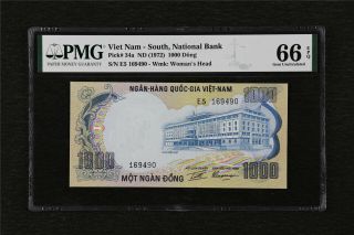 1972 Viet Nam - South National Bank 1000 Dong Pick 34a Pmg 66 Epq Gem Unc