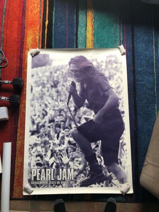 Huge Vintage Uk Pearl Jam 1992 Magnussen Park Eddie Vedder Poster 55 " X 39 "