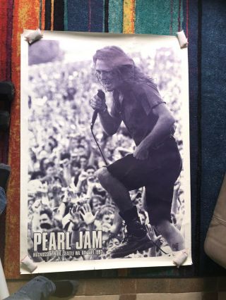 HUGE Vintage UK Pearl Jam 1992 Magnussen Park Eddie Vedder poster 55 