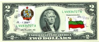 $2 Dollars 2013 Stamp Cancel Flag & Coats Of Arms Bulgaria Lucky Money $150