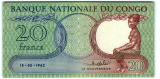 Congo 20 Francs 1962 Aunc P - 4 Banknote - K172