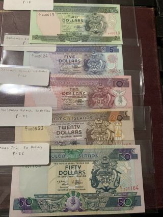 Solomon Islands 50 20 10 5 2 Dollars 1996 P 22 21 20 19 18unc