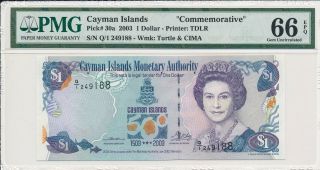 Monetary Authority Cayman Islands $1 2003 Commemorative Pmg 66epq