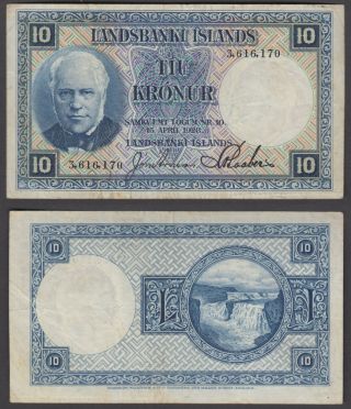 (b31) Iceland 10 Kronur L.  1928 (vf) Banknote P - 28a