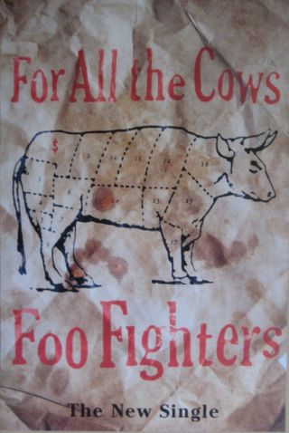 40x60 " Huge Bus Shelter Poster Foo Fighters 1995 For All The Cows Single Album