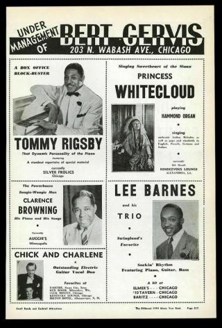 1944 Tommy Rigsby Princess Whitecloud Lee Barnes Clarence Browning Photo Ad
