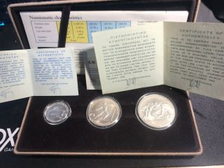 Greece Silver Proof Coin Set 1981 Pan European Games 100 - 250 - 500 Drachmai