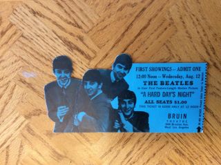 The Beatles 1964 A Hard Days Night Bruin La Theatre Preview Movie Ticket Stub