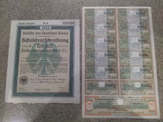 100,  000 German Mark Bond 1922