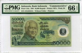 Indonesia 50000 Rupiah 1993 P 134 A Gem Unc Pmg 66 Epq