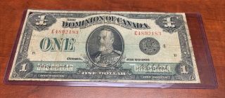 1923 Dominion Of Canada $1 Banknote Black Seal Campbell - Clark One Dollar Note