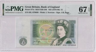 Great Britain P 377a Nd1978 - 80 1 Pounds Banknote Sign.  Page Pmg 67 Gem Unc