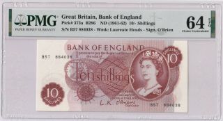 Great Britain P 373a Nd1961 - 62 10 Shillings Banknote Sign.  O 