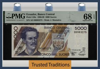 Tt Pk 128c 1996 - 99 Ecuador Banco Central 5000 Sucres Pmg 68 Epq Tied As Best
