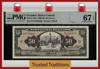 Tt Pk 122a 1984 - 88 Ecuador Banco Central 50 Sucres Pmg 67q Tied As Best