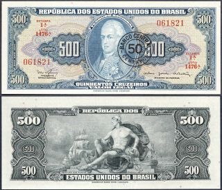 Brazil P186 50 Cent On 500 Cruzeiros Ovp Nd 1967 Unc Gem Usa Seller