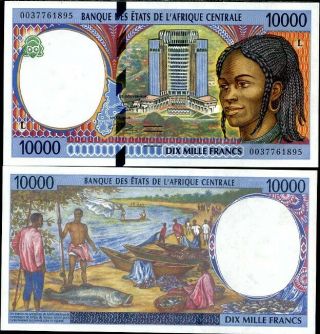Central African State Gabon 10,  000 10000 Francs P 405 L Aunc About Unc